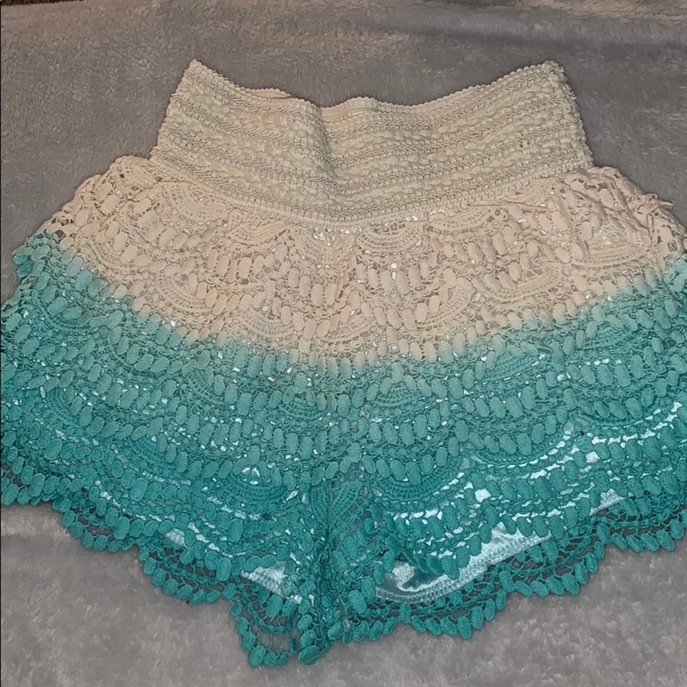 Wet Seal Ombré crochet shorts